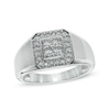 Thumbnail Image 1 of Men's 1/8 CT. T.W. Diamond Square Frame Ring in Sterling Silver