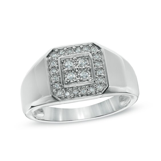 1/8 CT. T.w. Diamond Square Frame Ring in Sterling Silver