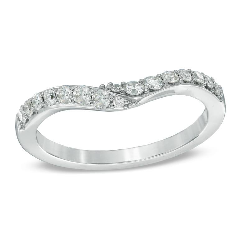 Main Image 1 of 1/3 CT. T.W. Diamond Contour Wedding Band in 14K White Gold