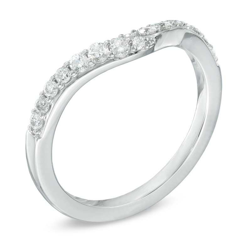 Main Image 2 of 1/3 CT. T.W. Diamond Contour Wedding Band in 14K White Gold