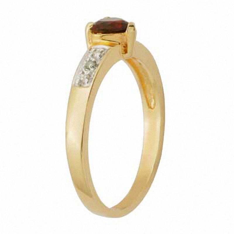 5.0mm Heart-Shaped Garnet and Diamond Accent Ring in Sterling Silver with 18K Gold Plate