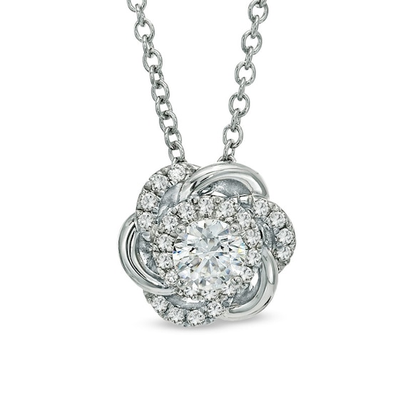 Vera Wang Love Collection 5/8 CT. T.w. Diamond Swirl Flower Pendant in 14K White Gold