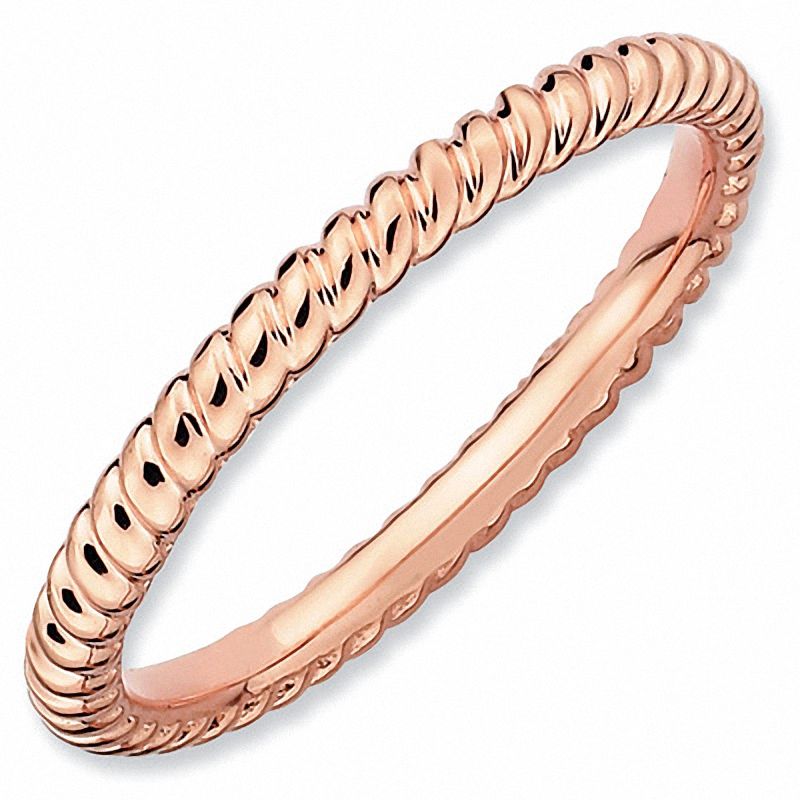 Main Image 1 of Stackable Expressions™ Twisted Beads Style Ring in Sterling Silver and 18K Rose Gold Plate