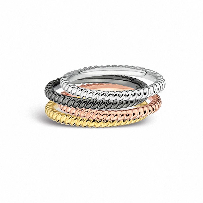 Main Image 2 of Stackable Expressions™ Twisted Beads Style Ring in Sterling Silver and 18K Rose Gold Plate