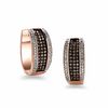 Thumbnail Image 0 of 1/2 CT. T.W. Champagne and White Diamond Stripe Hoop Earrings in 10K Rose Gold