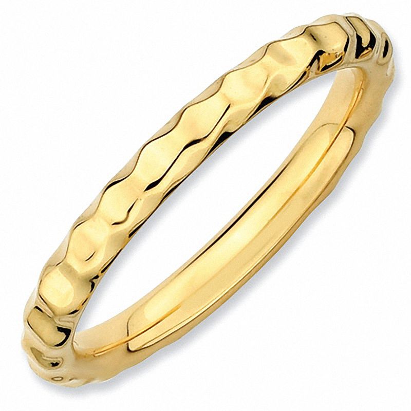 Main Image 1 of Stackable Expressions™ Hammered Ring in Sterling Silver and 18K Gold Plate