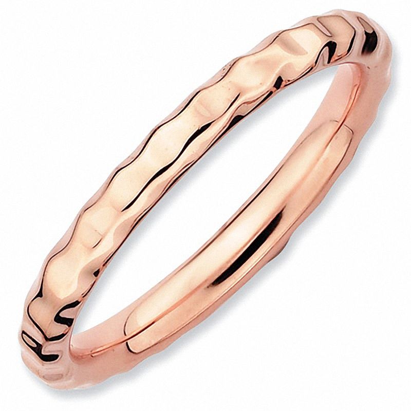 Main Image 1 of Stackable Expressions™ Hammered Ring in Sterling Silver and 18K Rose Gold Plate