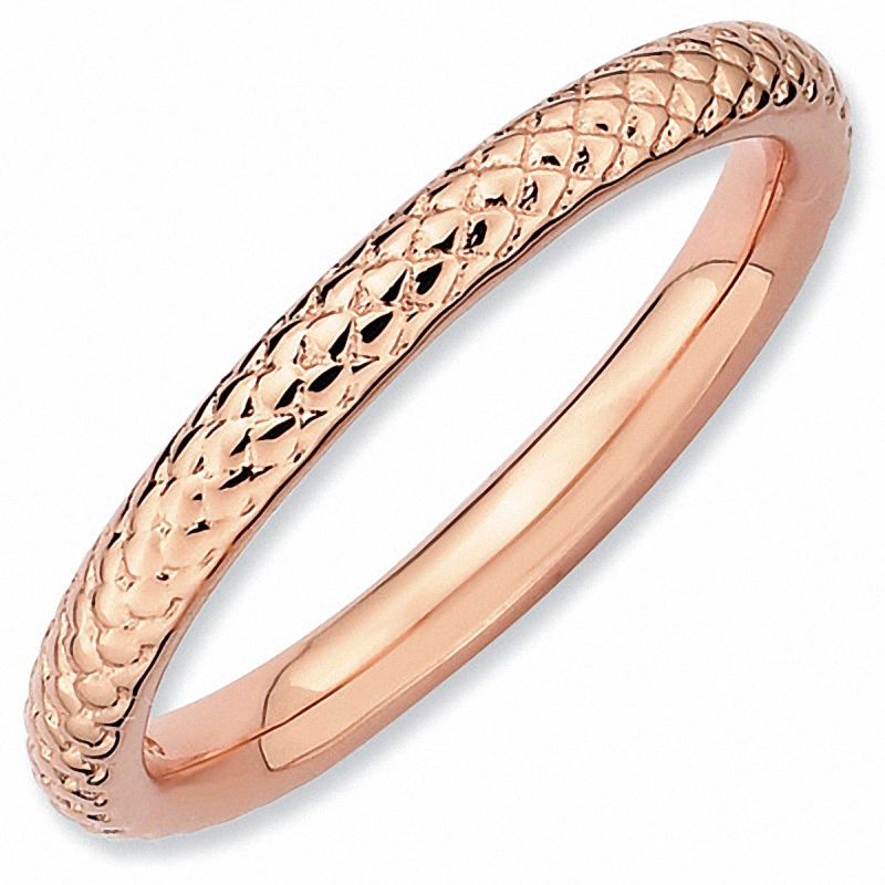Stackable Expressions™ Cable Ring in Sterling Silver and 18K Rose Gold Plate