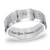 Thumbnail Image 1 of Triton 1/10 CT. T.W. Diamond Engraved Three Stone Comfort Fit Tungsten Wedding Band (25 Characters)