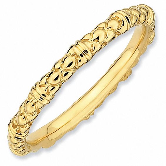 Stackable Expressionsâ¢ Criss-Cross Ring in Sterling Silver and 18K Gold Plate