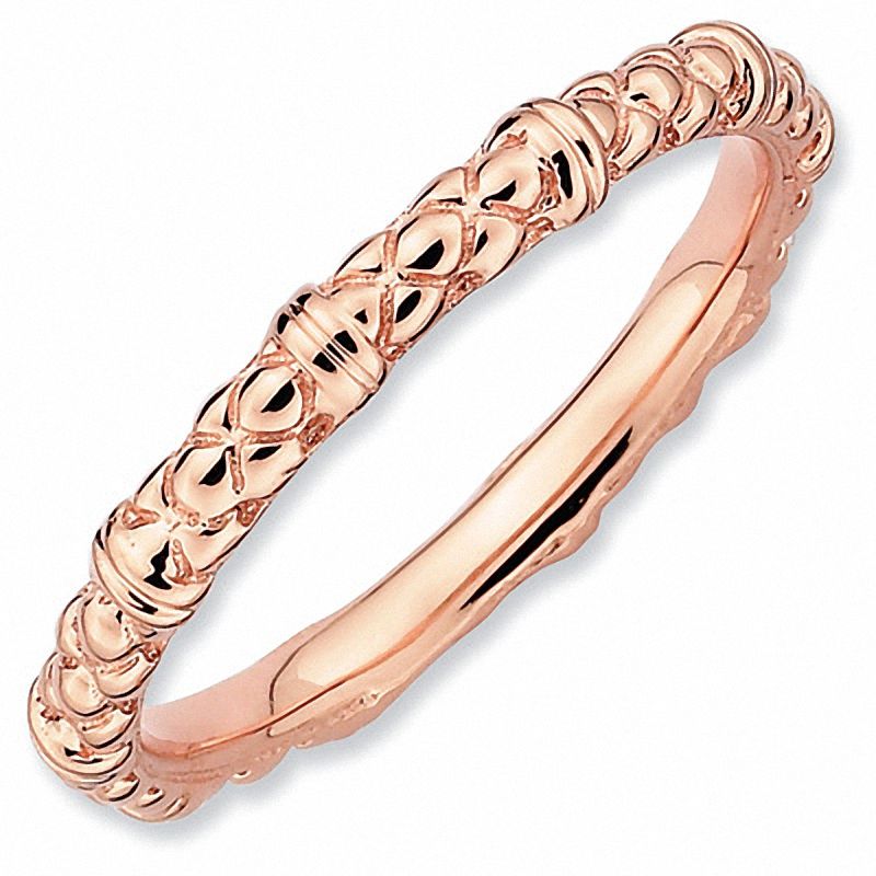 Main Image 1 of Stackable Expressions™ Criss-Cross Ring in Sterling Silver and 18K Rose Gold Plate