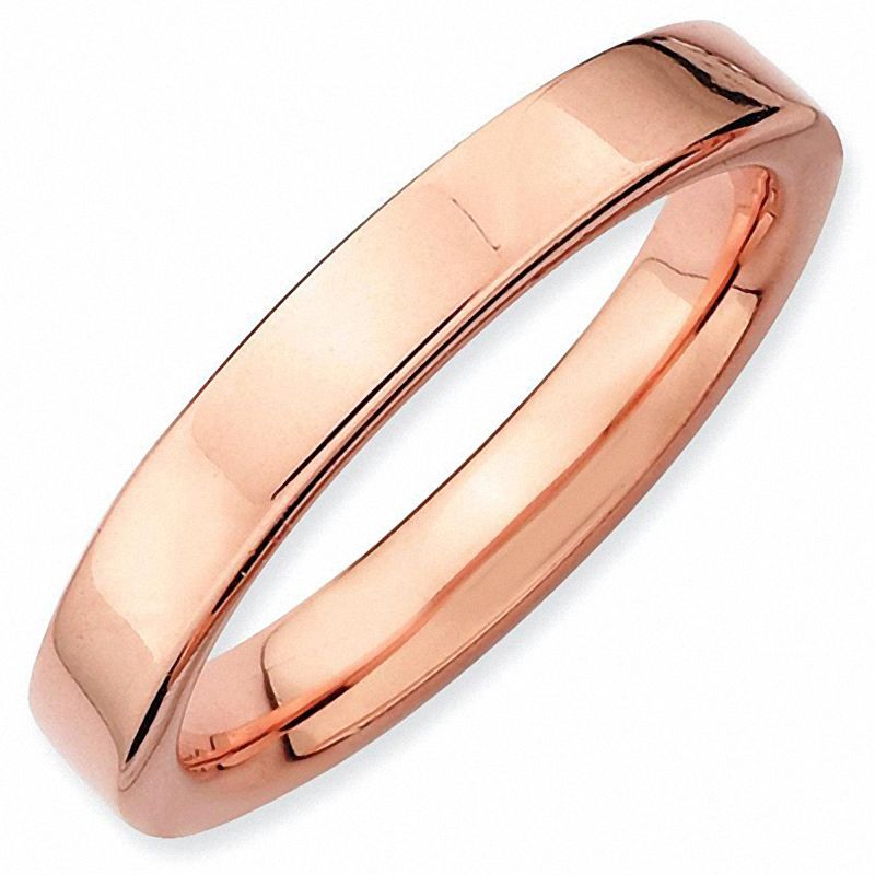 Stackable Expressions™ 3.0mm Flat Polished Band in Sterling Silver and 18K Rose Gold Plate