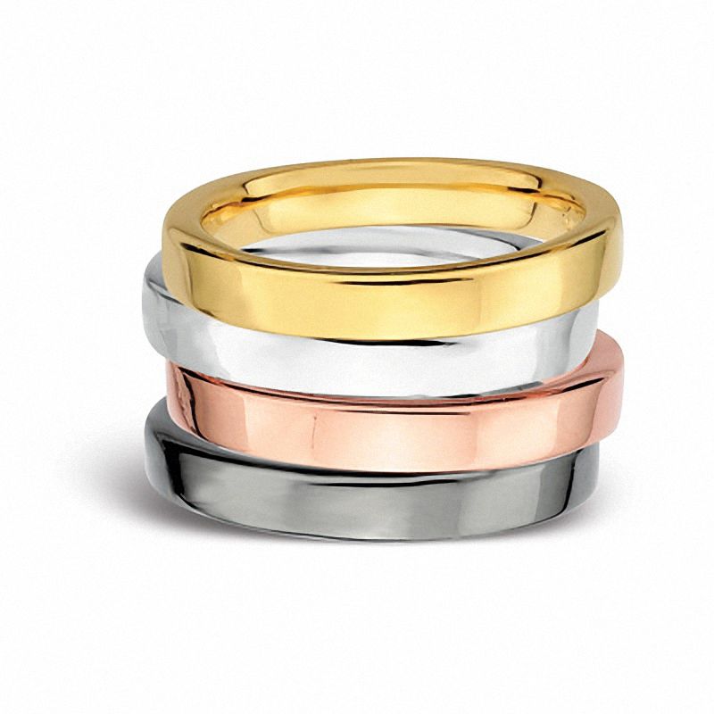 Stackable Expressions™ 3.0mm Flat Polished Band in Sterling Silver and 18K Rose Gold Plate