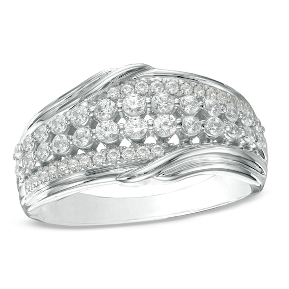 1/2 CT. T.w. Diamond Triple Row Anniversary Ring in 10K White Gold