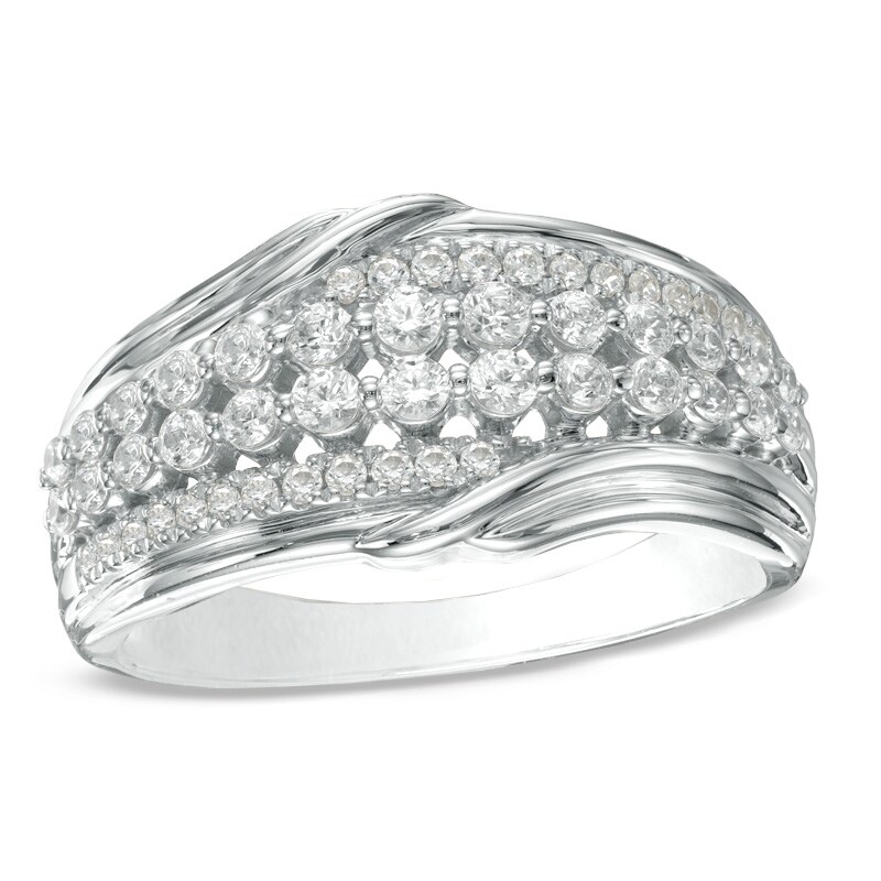 1/2 CT. T.W. Diamond Triple Row Anniversary Ring in 10K White Gold