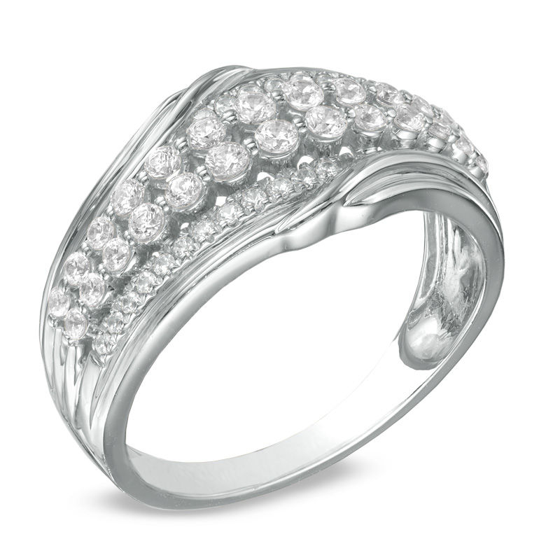1/2 CT. T.W. Diamond Triple Row Anniversary Ring in 10K White Gold