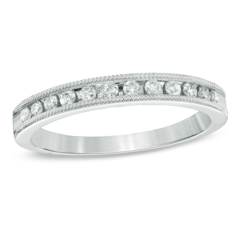 1/4 CT. T.W. Diamond and Milgrain Band in 10K White Gold