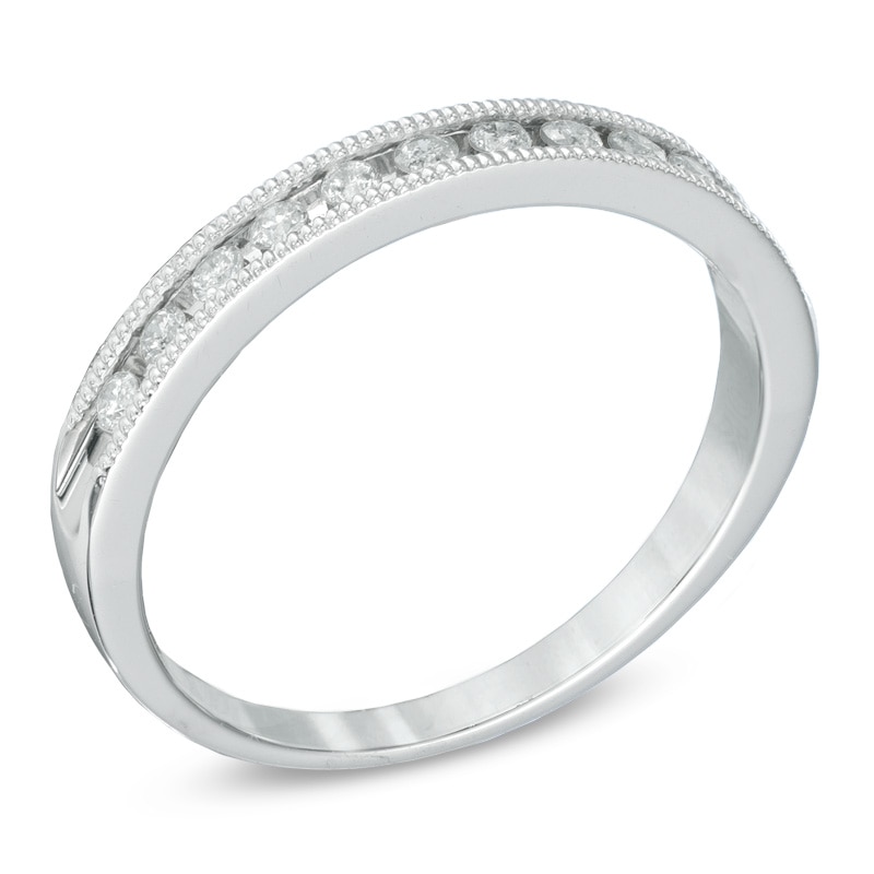 1/4 CT. T.W. Diamond and Milgrain Band in 10K White Gold