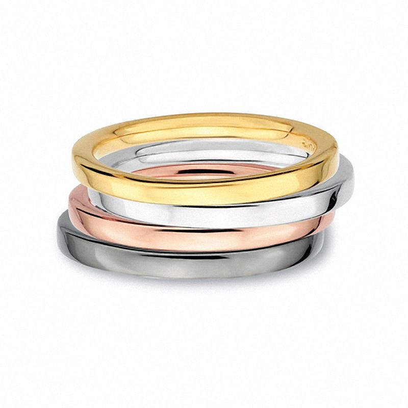 Main Image 2 of Stackable Expressions™ 2.0mm Flat Polished Band in Sterling Silver and 18K Rose Gold Plate