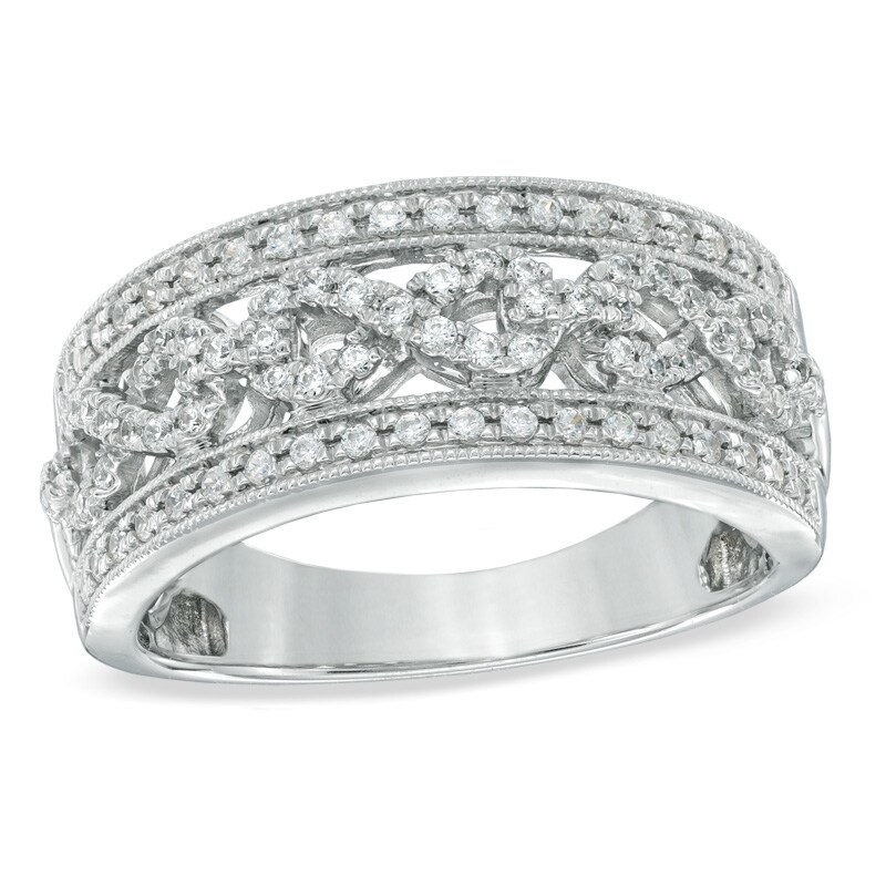 Main Image 1 of 3/8 CT. T.W. Diamond Infinity Symbol Anniversary Band in 10K White Gold