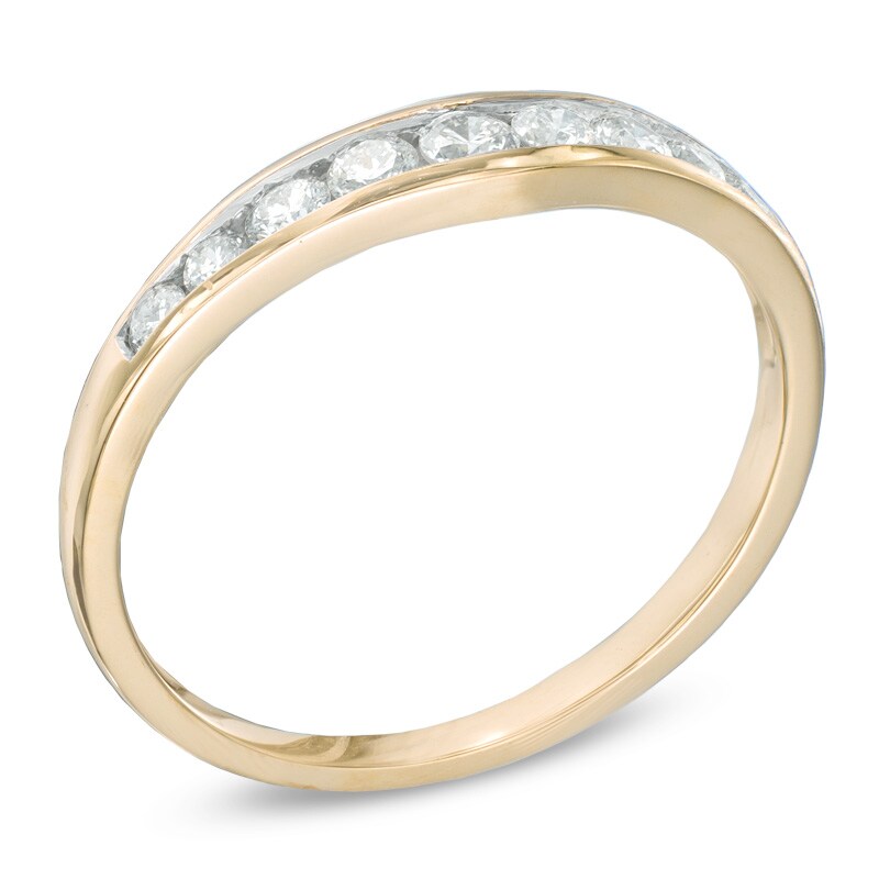 Main Image 2 of 3/8 CT. T.W. Diamond Contour Wedding Band in 14K Gold