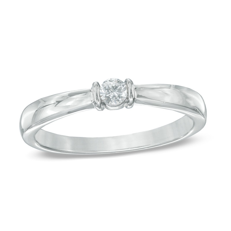 Main Image 1 of 1/10 CT. Diamond Solitaire Promise Ring in 10K White Gold