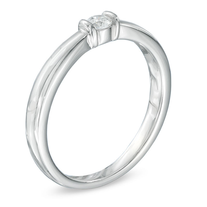 Main Image 2 of 1/10 CT. Diamond Solitaire Promise Ring in 10K White Gold
