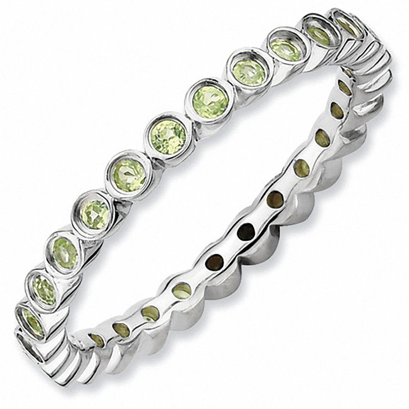 Stackable Expressions™ Bezel-Set Small Peridot Eternity Style Ring in Sterling Silver