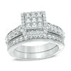 Thumbnail Image 1 of 1-1/2 CT. T.W. Princess-Cut Composite Diamond Frame Bridal Set in 14K White Gold