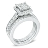 Thumbnail Image 2 of 1-1/2 CT. T.W. Princess-Cut Composite Diamond Frame Bridal Set in 14K White Gold
