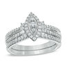 Thumbnail Image 1 of 1/2 CT. T.W. Marquise Composite Frame Diamond Bridal Set in 10K White Gold