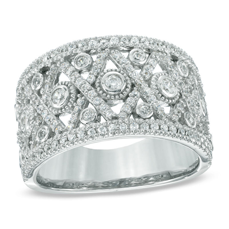 Main Image 1 of 3/4 CT. T.W. Diamond Vintage-Inspired Love and Kisses Ring in 10K White Gold