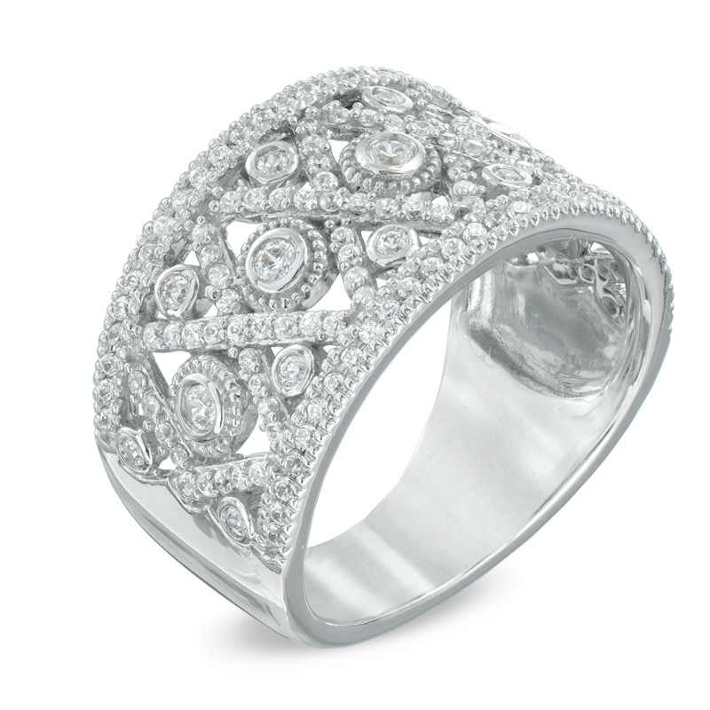 Main Image 2 of 3/4 CT. T.W. Diamond Vintage-Inspired Love and Kisses Ring in 10K White Gold