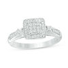 Thumbnail Image 1 of 1/2 CT. T.W. Quad Frame Diamond Wedding Ensemble in 10K White Gold - Size 7 and 10