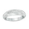 Thumbnail Image 3 of 1/2 CT. T.W. Quad Frame Diamond Wedding Ensemble in 10K White Gold - Size 7 and 10