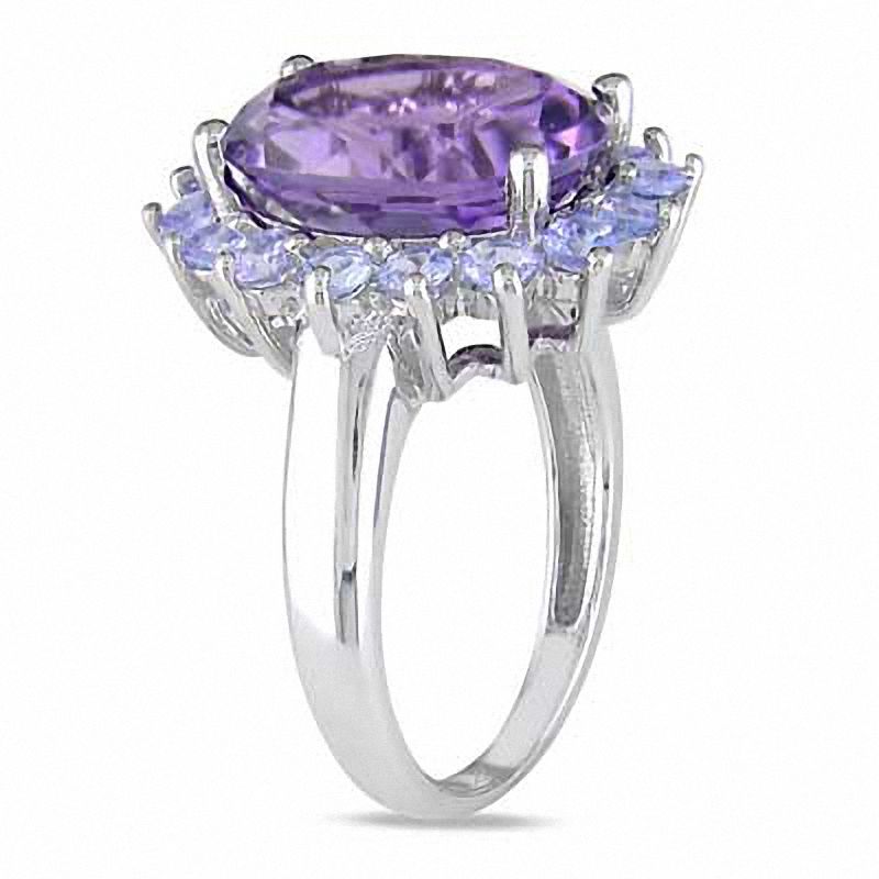 Oval Amethyst and Tanzanite Ring in Sterling Silver