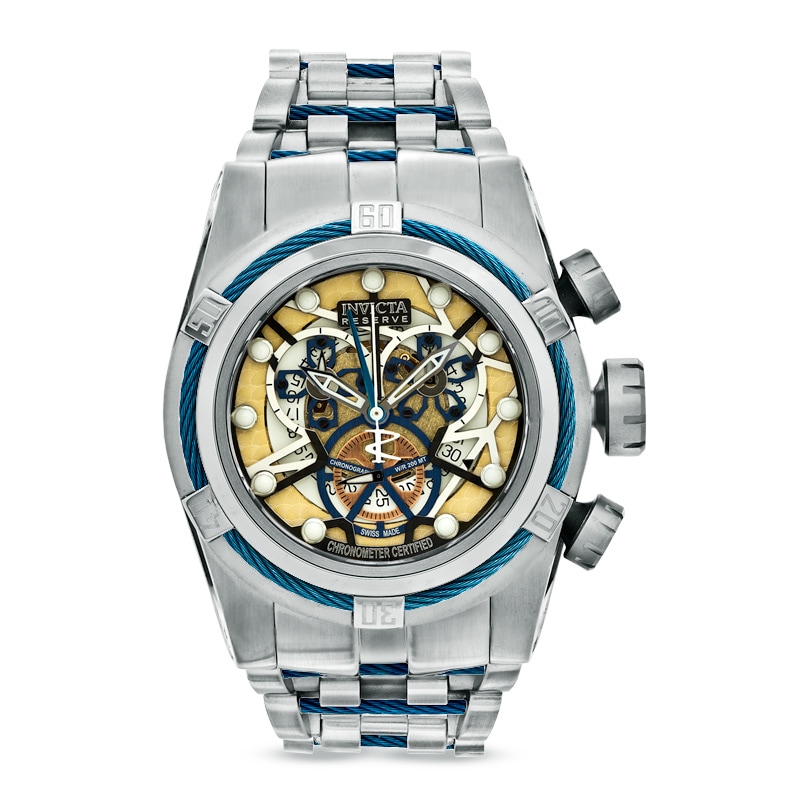 Main Image 1 of Men's Invicta Bolt Chronograph Two-Tone Watch with Gold-Tone Skeleton Dial (Model: 13753)