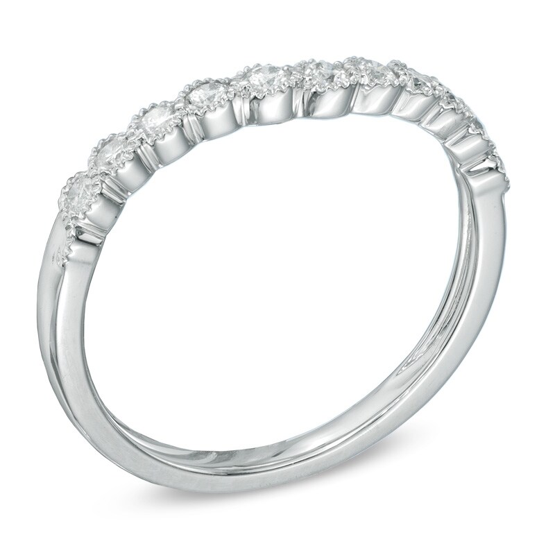 Main Image 2 of 1/4 CT. T.W. Diamond Frame Contour Wedding Band in 14K White Gold