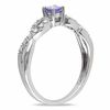 Thumbnail Image 1 of 3.5mm Tanzanite and 1/20 CT. T.W. Diamond Twist Promise Ring in Sterling Silver
