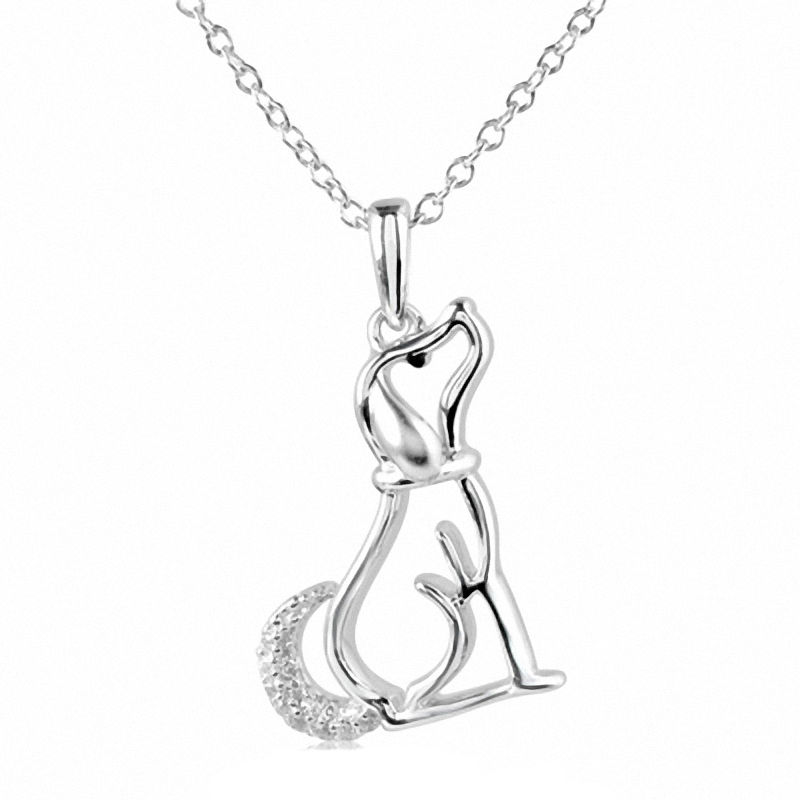 Main Image 1 of Diamond Accent Dog Pendant in Sterling Silver