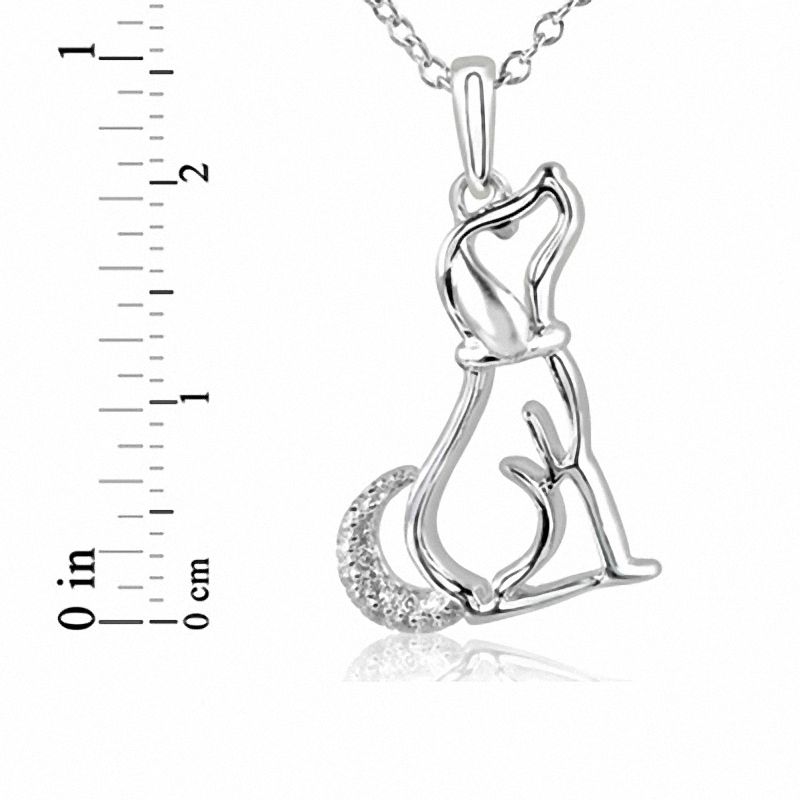 Main Image 3 of Diamond Accent Dog Pendant in Sterling Silver