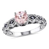 Thumbnail Image 0 of 6.0mm Morganite and 1/4 CT. T.W. Black Diamond Engagement Ring in 10K White Gold