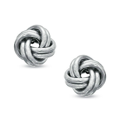 14k White Gold Polished CZ Love Knot Post Earrings