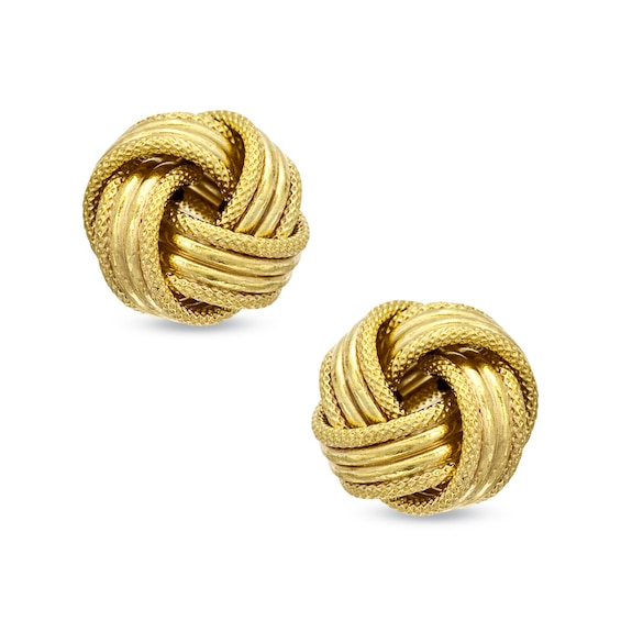 Large Love Knot Stud Earrings in 14K Gold