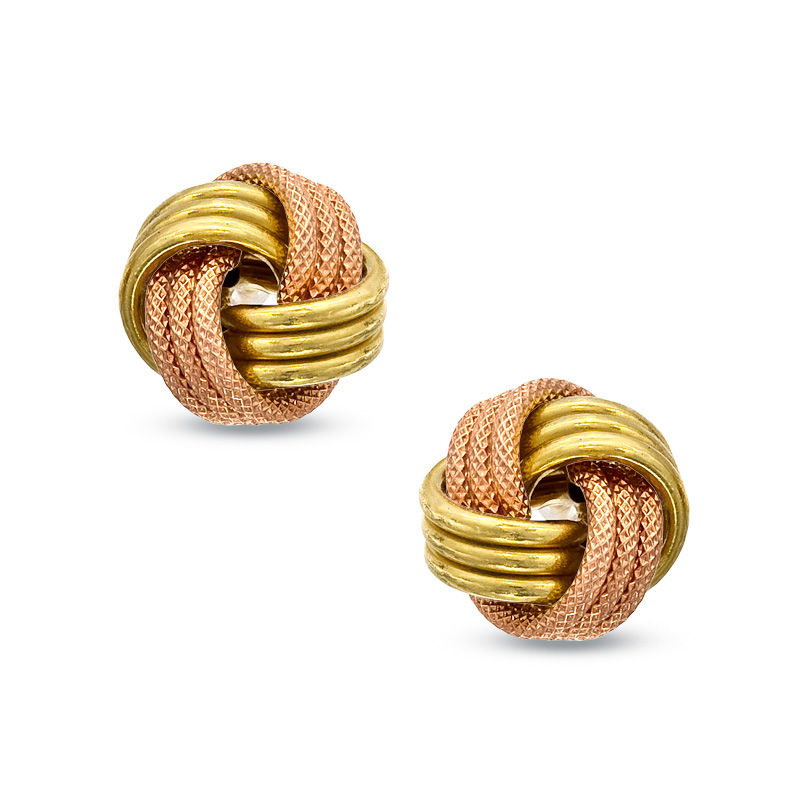 Love Knot Stud Earrings In 14k Two Tone Gold Zales