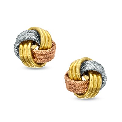 Love Knot Stud Earrings In 14k Tri Tone Gold Zales Love Knot Stud Earrings In 14k Tri Tone Gold Zales