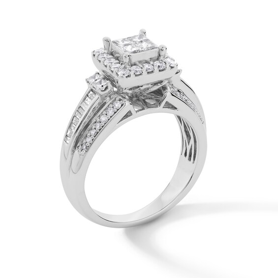 1 CT. T.w. Quad Princess-Cut Diamond Frame Engagement Ring in 10K White Gold
