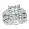 Thumbnail Image 0 of 4 CT. T.W. Quad Princess-Cut Diamond Frame Three Piece Bridal Set in 14K White Gold