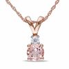 Thumbnail Image 1 of 5.0mm Morganite and Diamond Accent Pendant in 10K Rose Gold - 17"