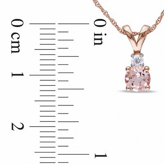5.0mm Morganite and Diamond Accent Pendant in 10K Rose Gold - 17"